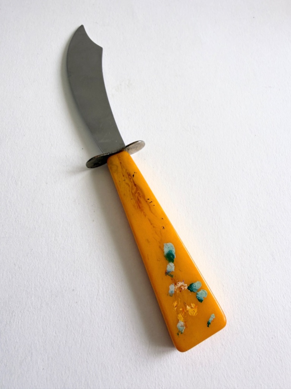 Vintage Butterscotch Bakelite Letter Opener Hand Painted Floral 1930s